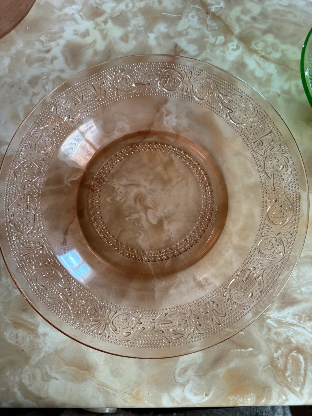 Pink Depression Glass Bowl & Plate