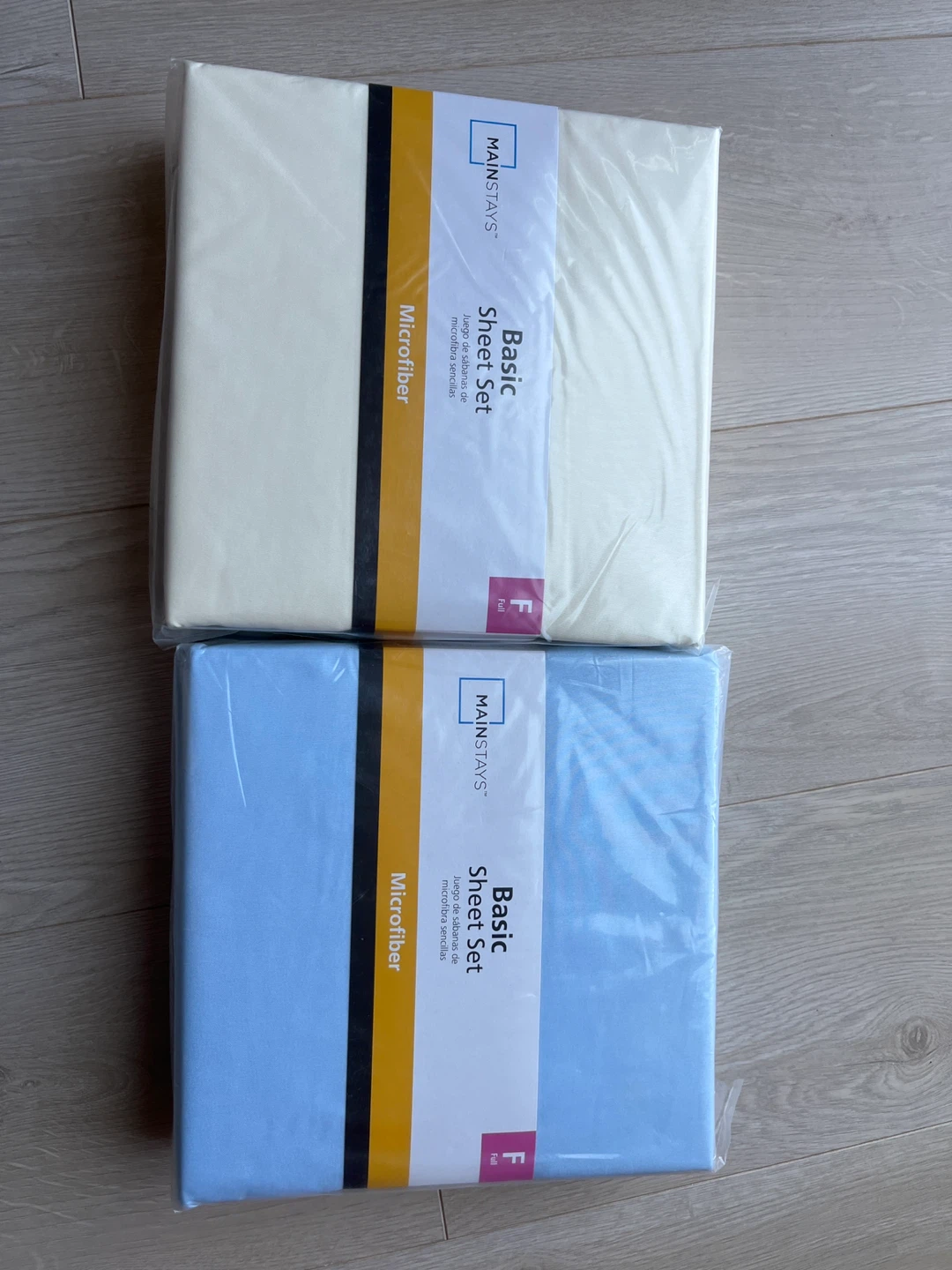 Mainstays Basic Full Sheet Set - Microfiber (Cream & Blue)