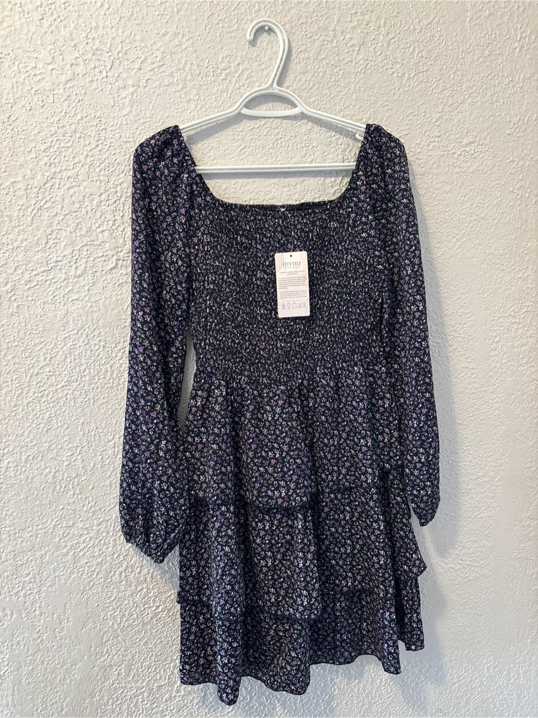 BTFBM Floral Smocked Mini Dress NEW