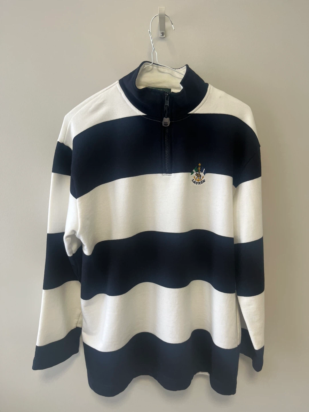 Ralph Lauren Petite Striped 1/4 Zip Sweatshirt