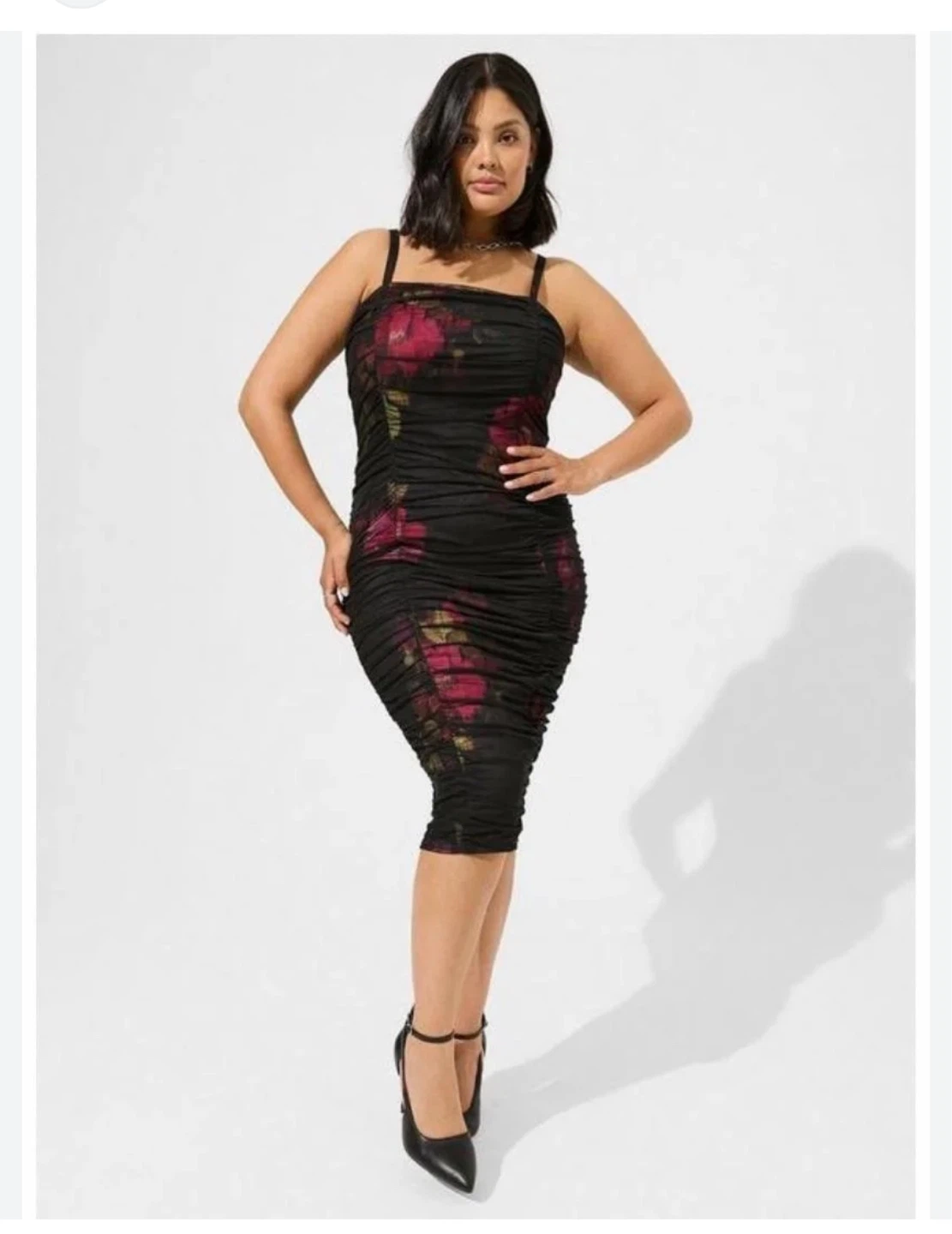 Torrid Body con Floral Ruched Mesh Dress - photo 3