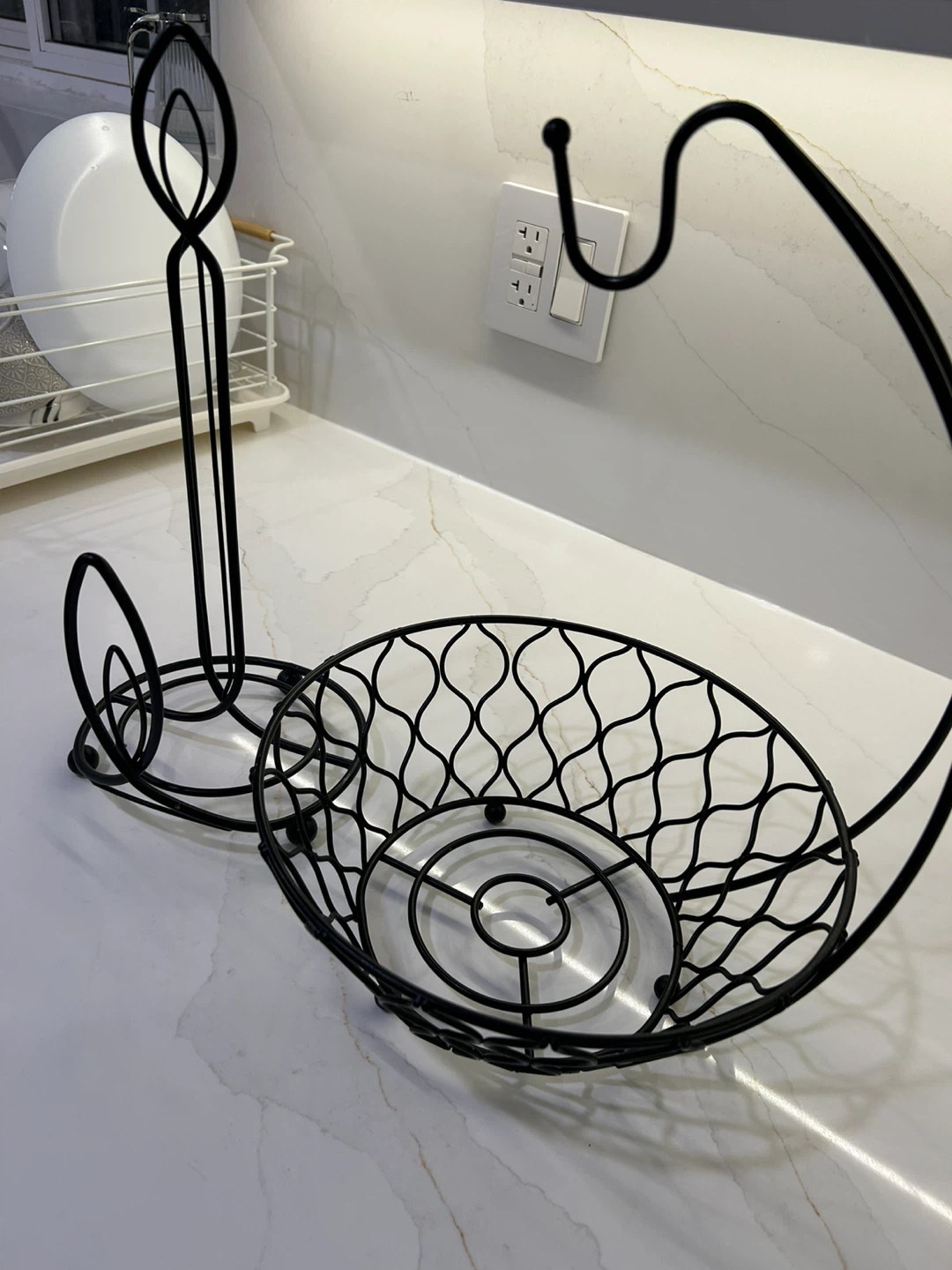 Black Metal Fruit Basket and Paper Towel Holder Set - photo 2