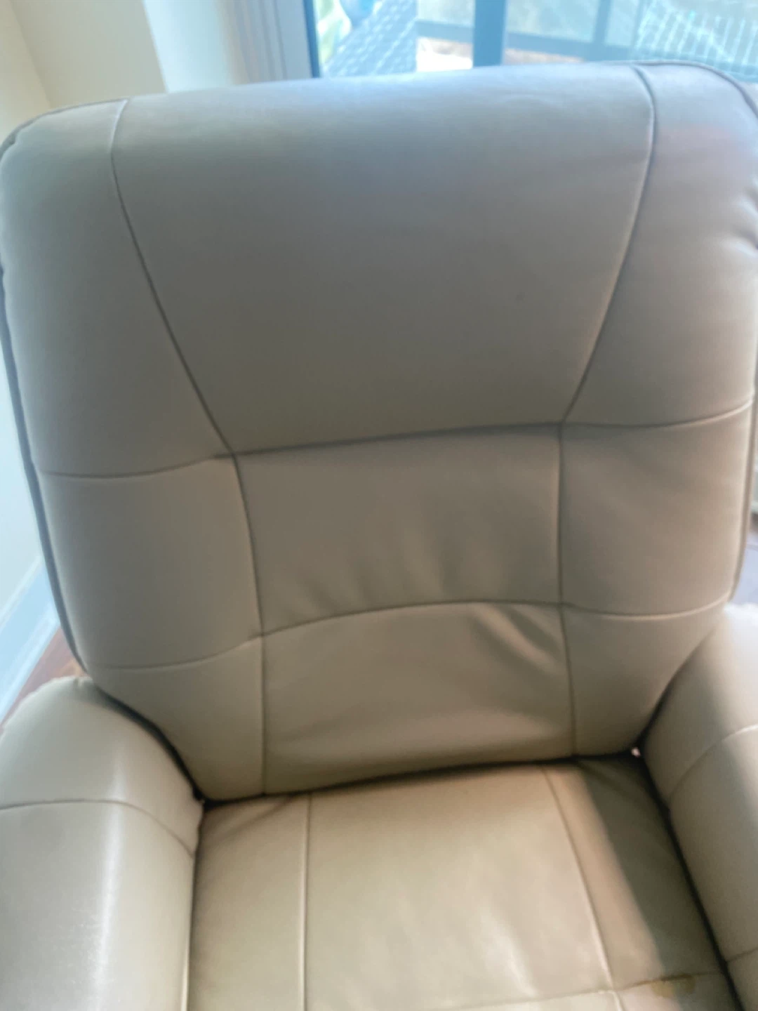 Cream Leather Recliner Chair with Ottoman - photo 4