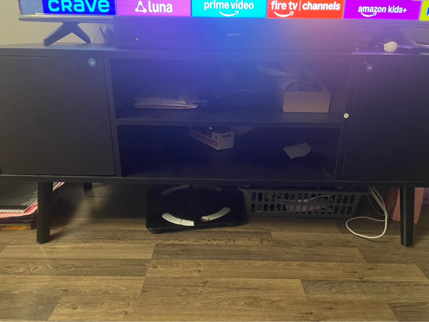 Black Media Console with Storage - photo 2
