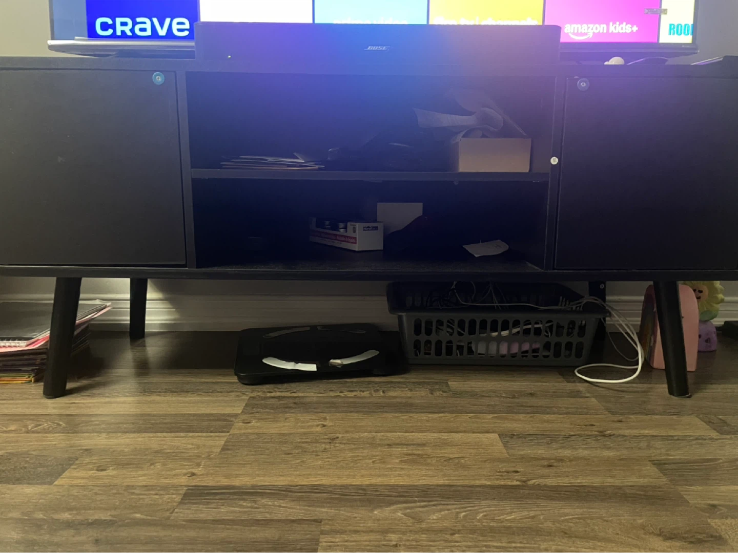 Black Media Console with Storage