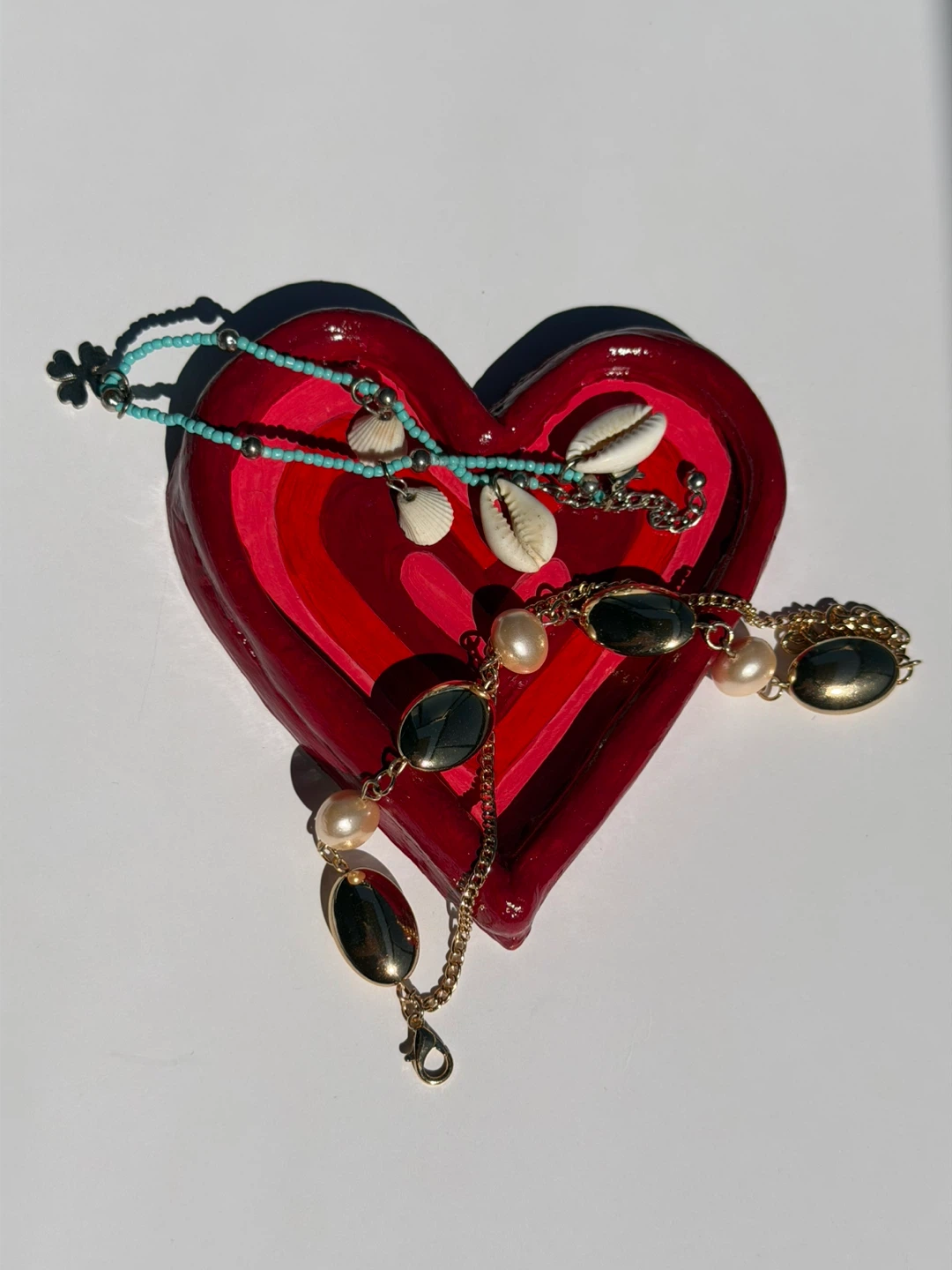 Red Heart Shaped Jewellery Dish