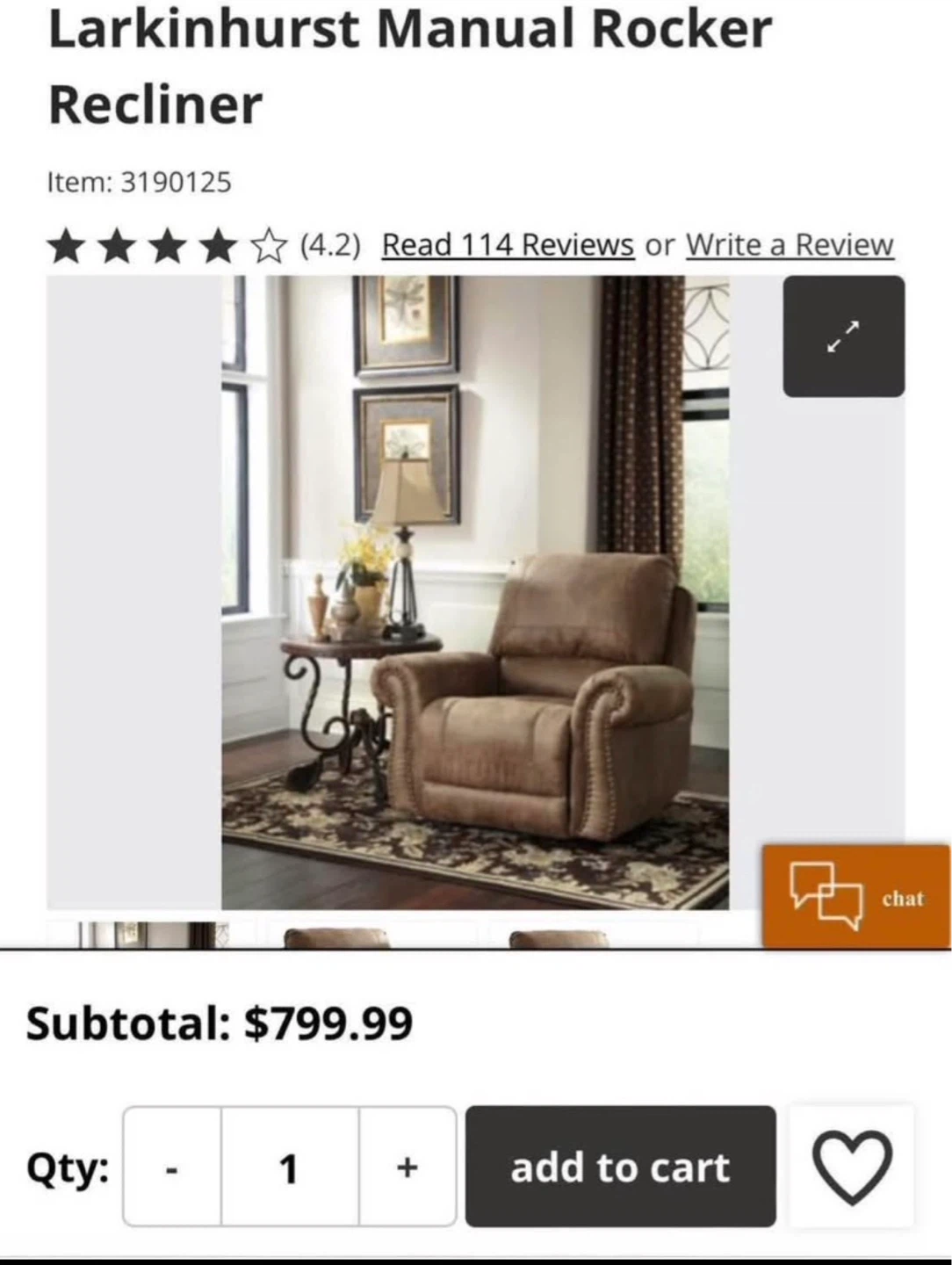 Larkinhurst Manual Rocker Recliner - Brown