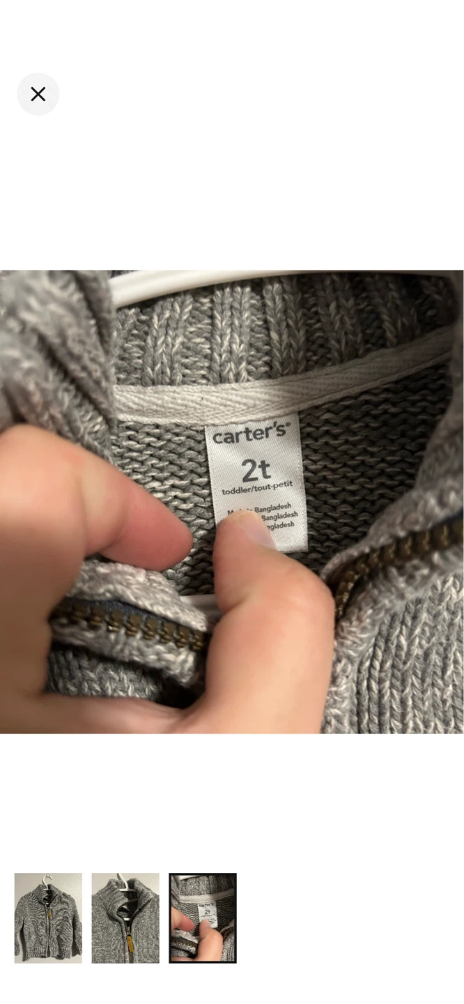Carter's Toddler Grey Knit Sweater - Size 2T - photo 3