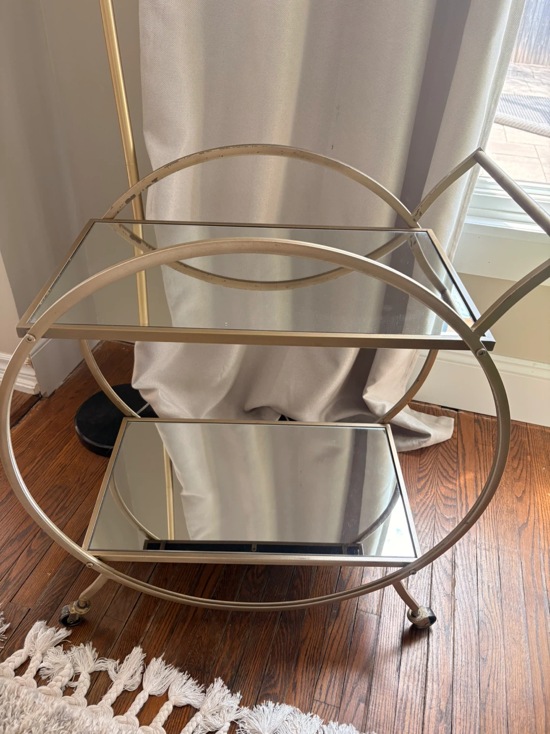 Gold Bar Cart with Mirrored Shelves - photo 2
