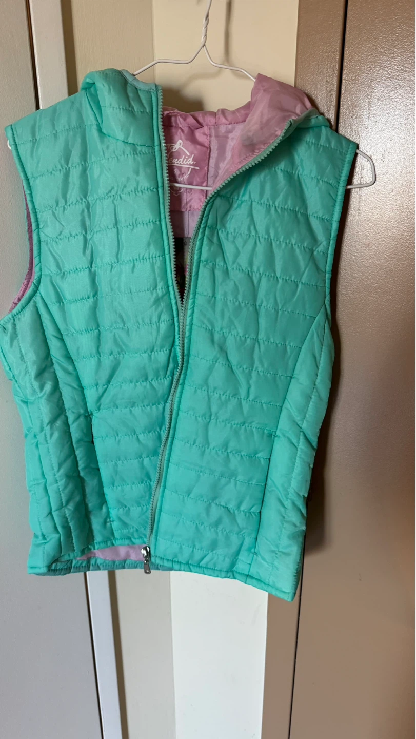Splendid Puffer Vest - Teal and Pink size-s