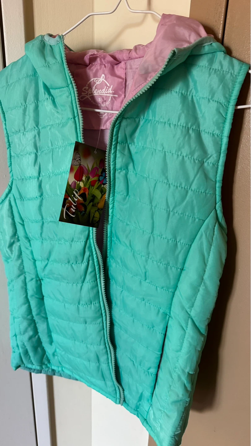 Splendid Puffer Vest - Teal and Pink size-s - photo 3