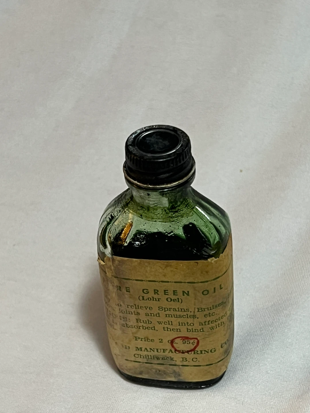 Antique Green Oil Medicine Bottle - photo 2