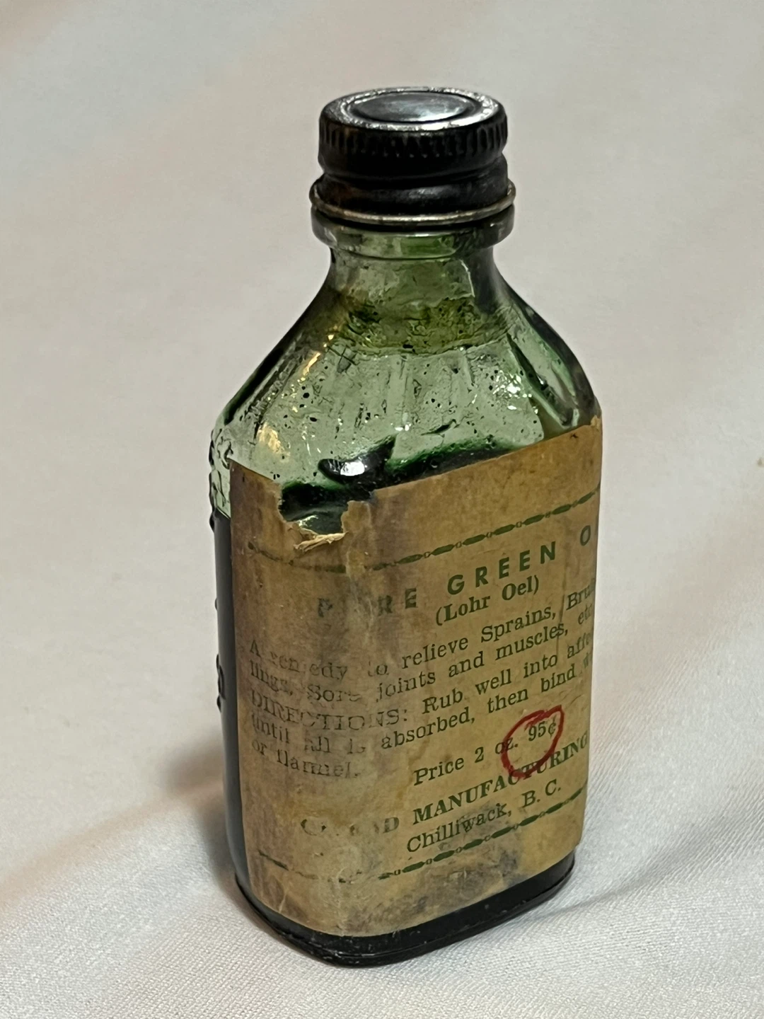Antique Green Oil Medicine Bottle - photo 4