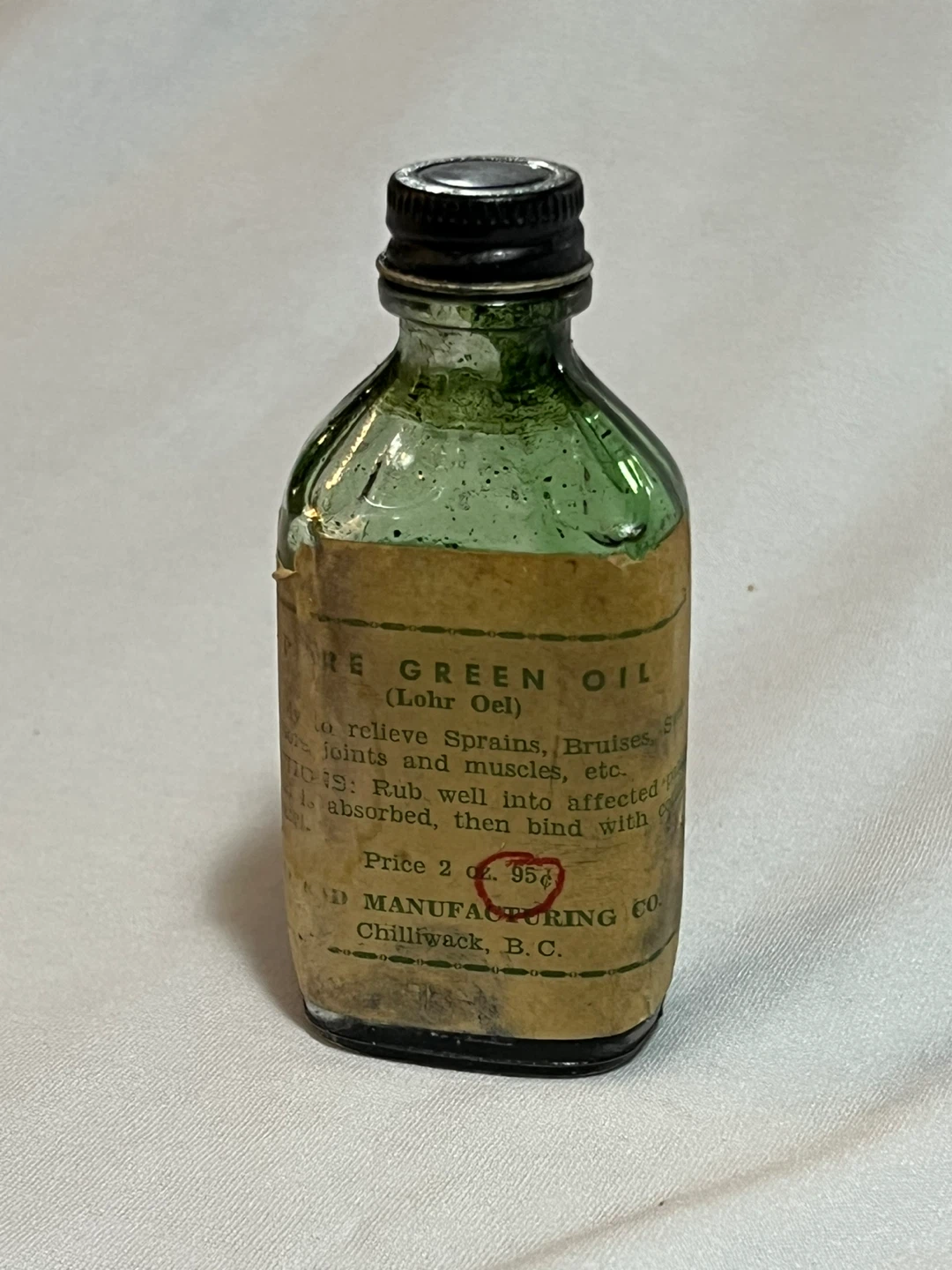 Antique Green Oil Medicine Bottle