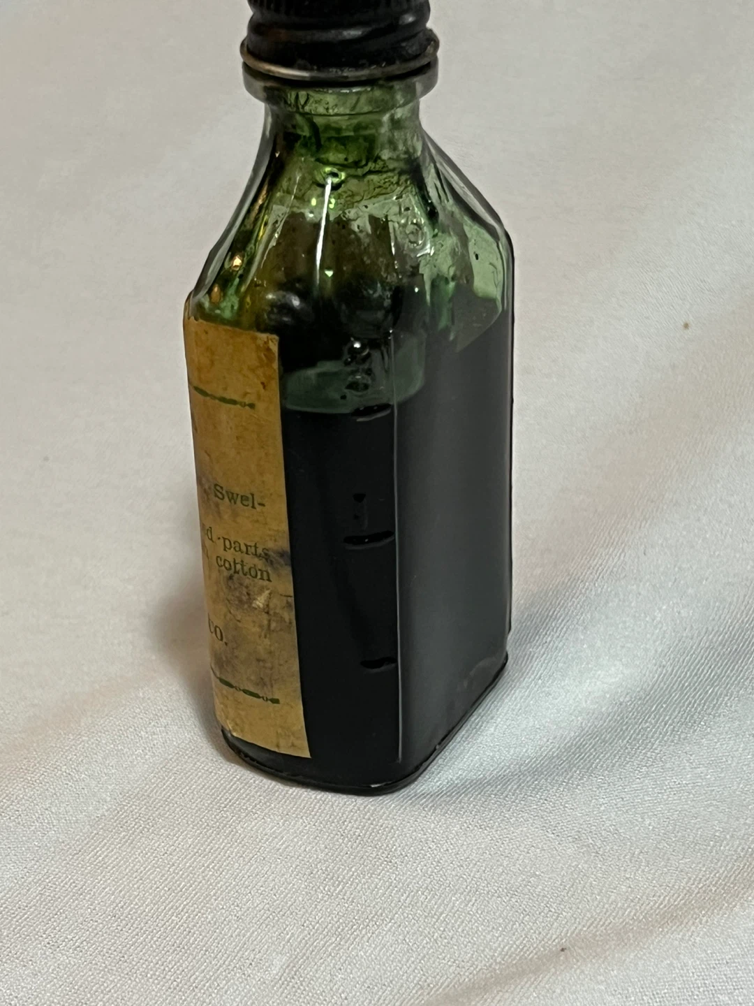 Antique Green Oil Medicine Bottle - photo 3