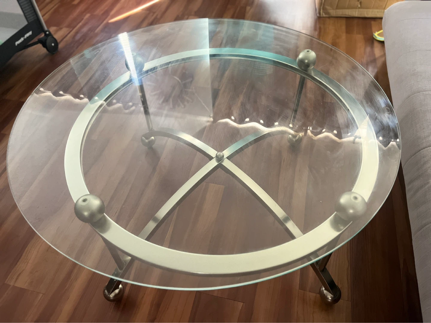 Glass and Metal Round Coffee Table