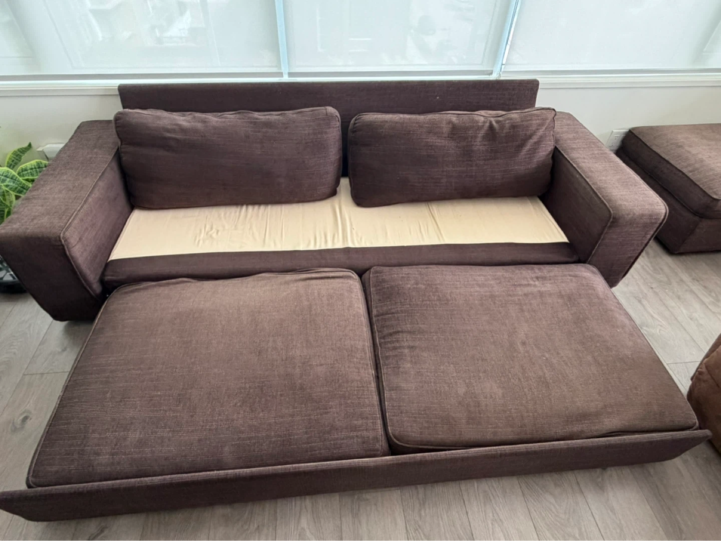 Brown Sofa Bed with Ottoman - photo 3