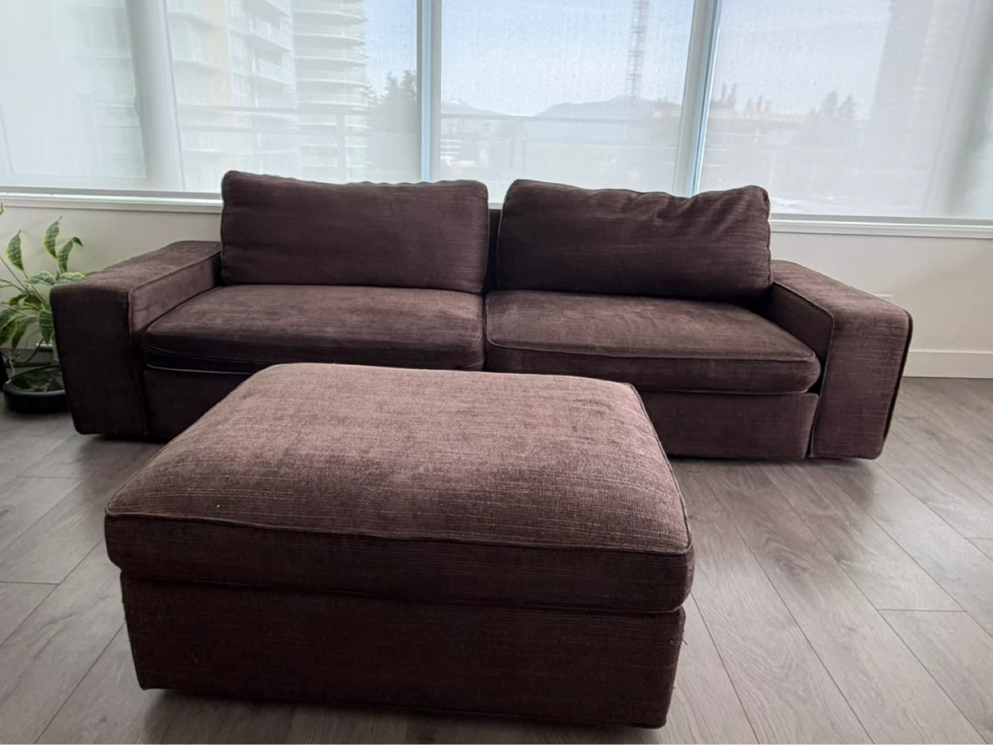 Brown Sofa Bed with Ottoman