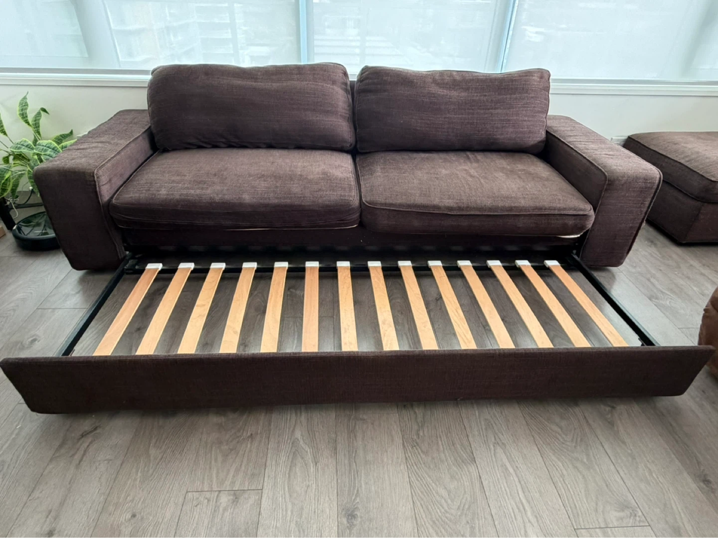 Brown Sofa Bed with Ottoman - photo 4