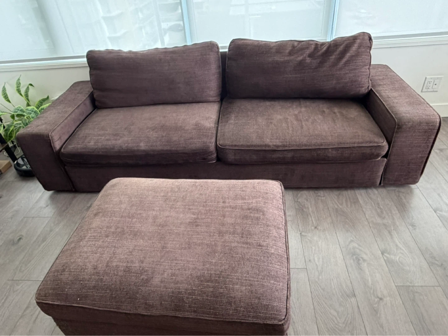 Brown Sofa Bed with Ottoman - photo 2
