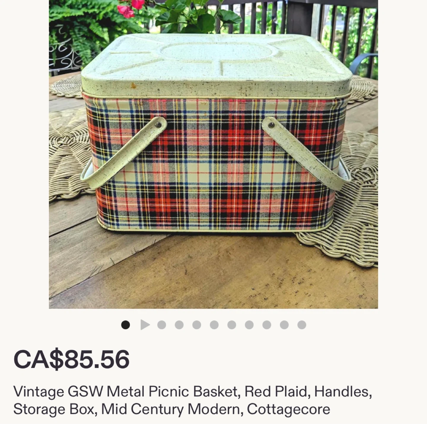 Vintage GSW Metal Picnic Basket - photo 4