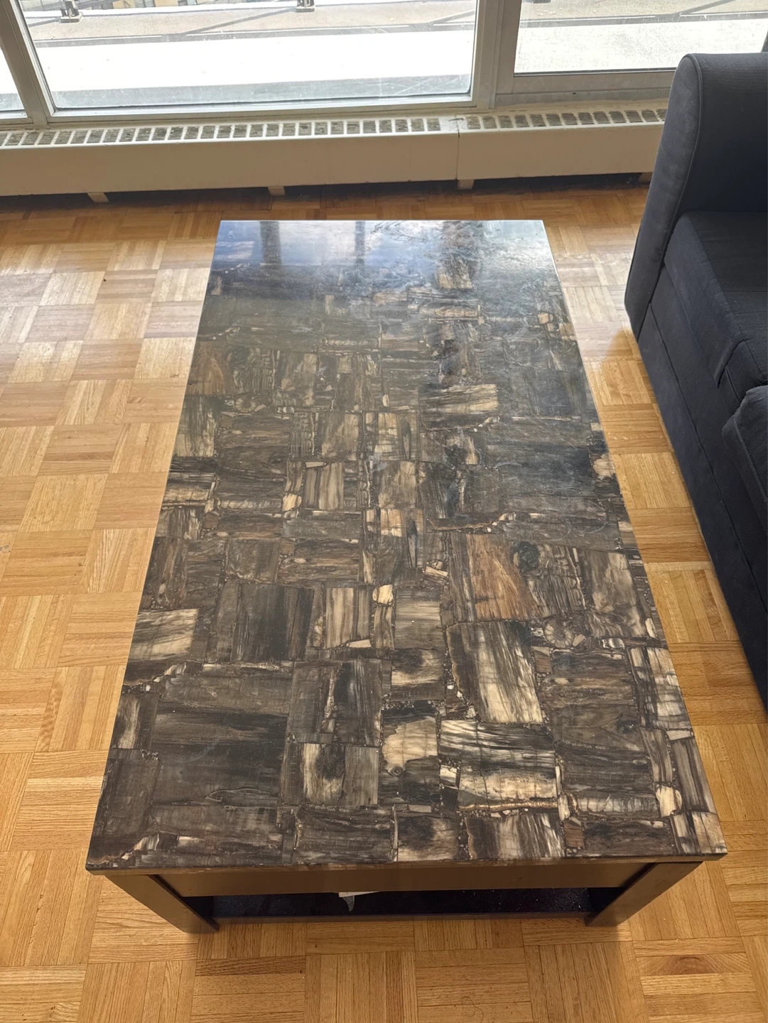 Stone Inlay Coffee Table with Storage