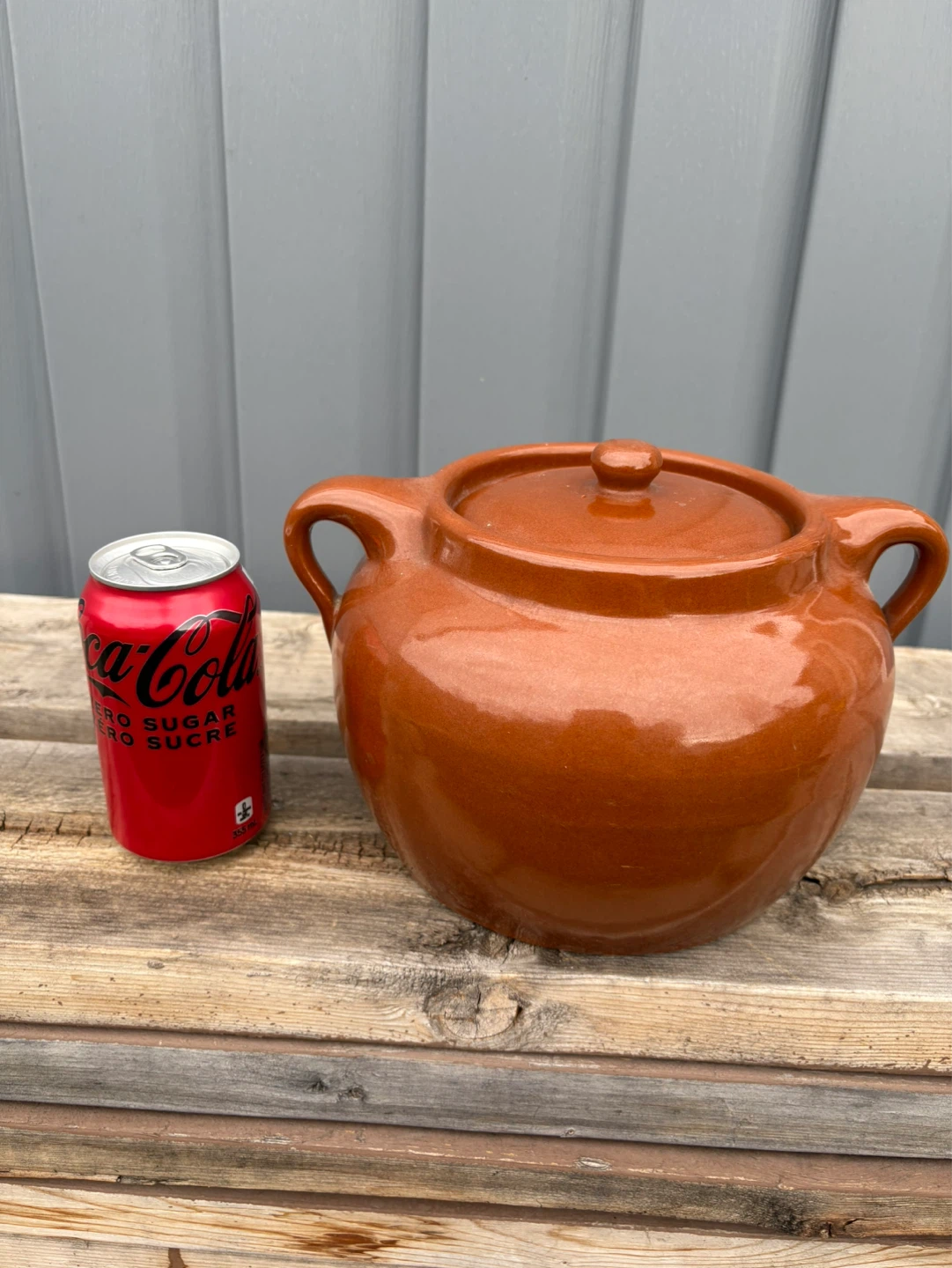 Vintage Brown Ceramic Bean Pot with side handles - photo 5