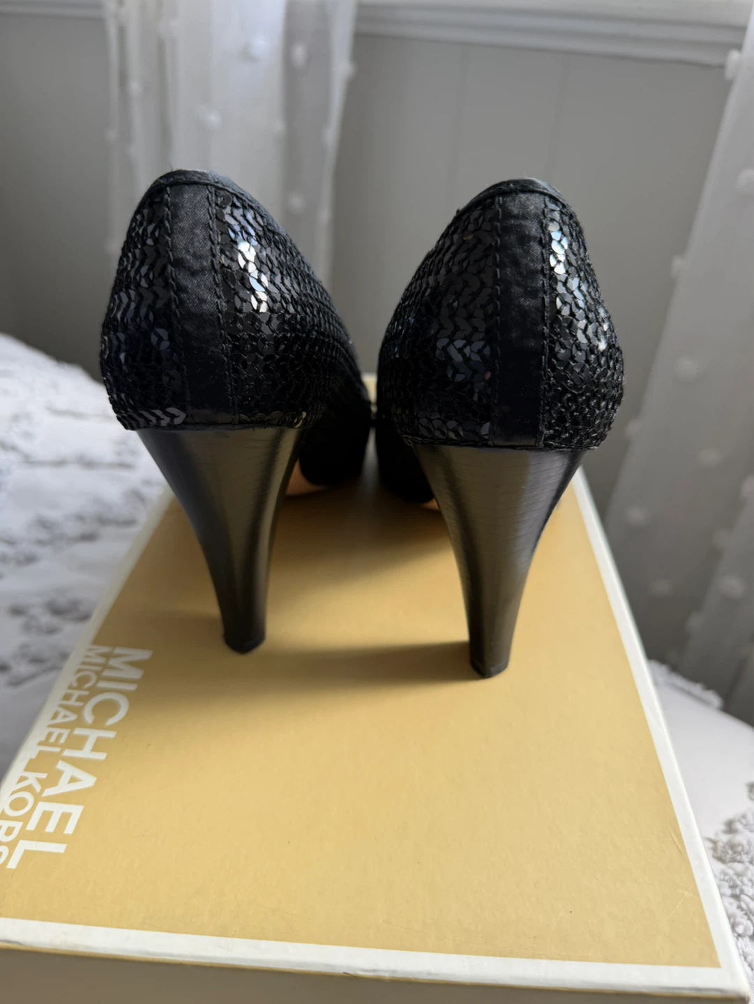 Michael Kors Black Sequin Heels with Buckle - photo 3
