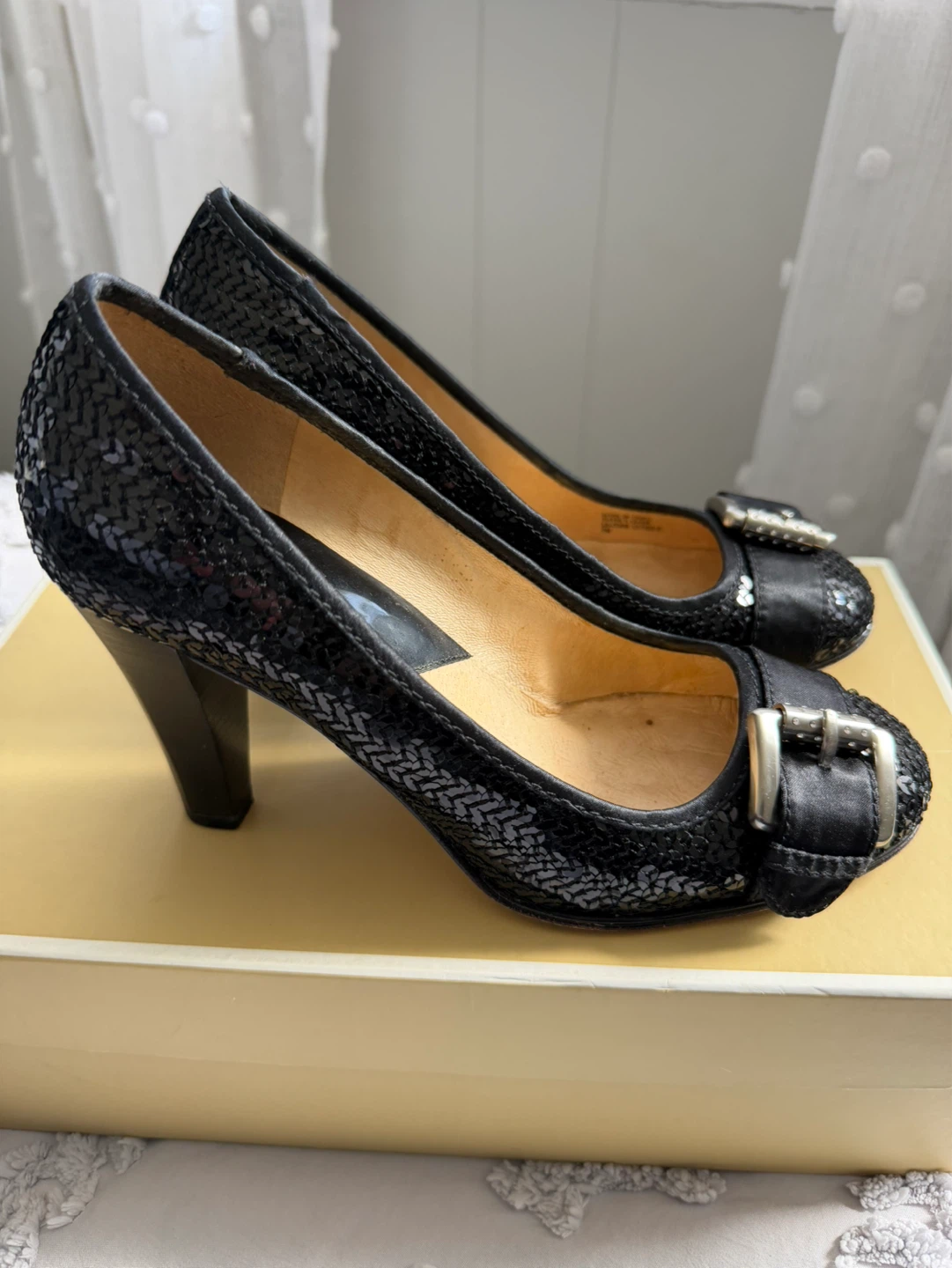Michael Kors Black Sequin Heels with Buckle - photo 4