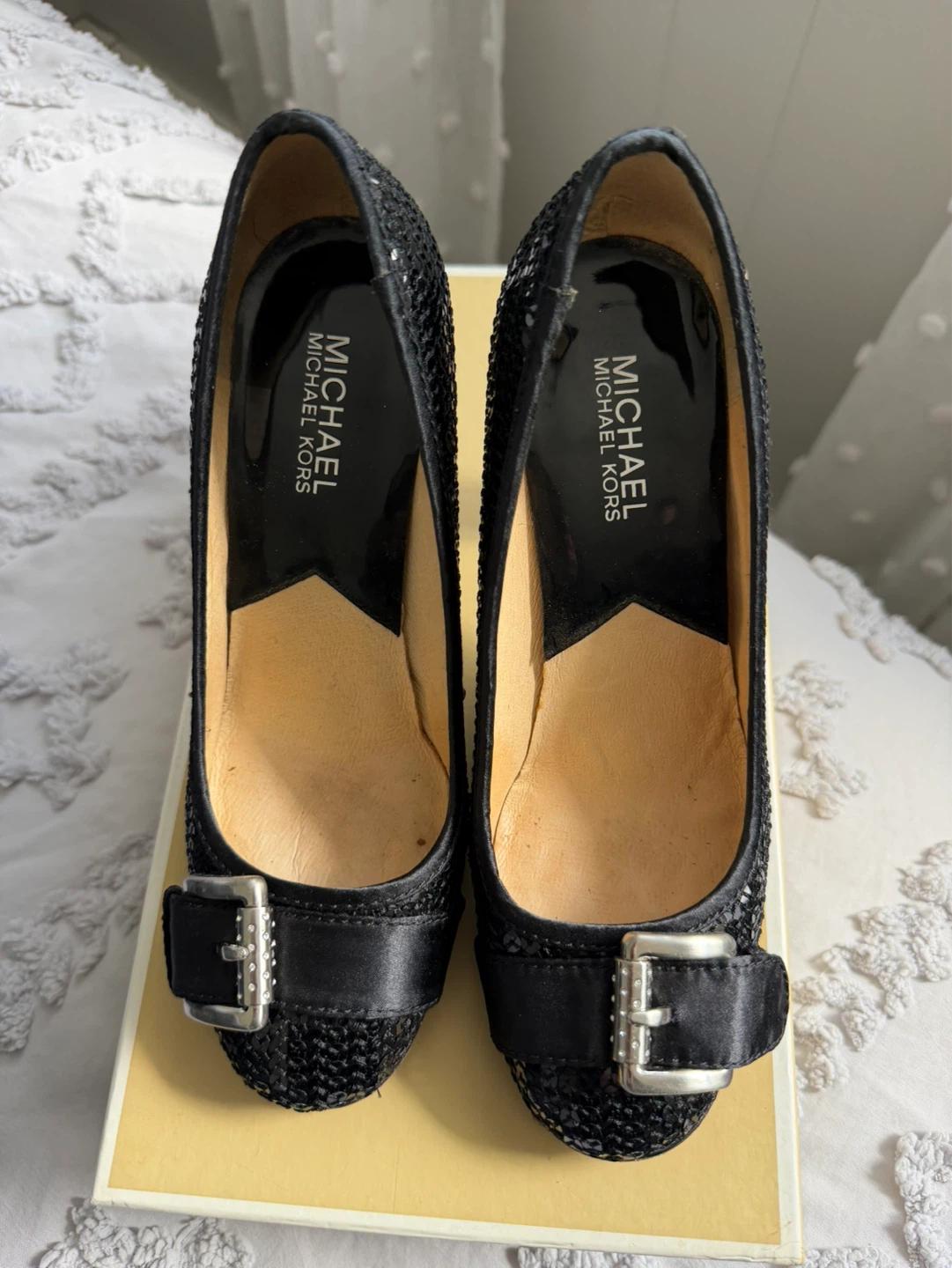 Michael Kors Black Sequin Heels with Buckle - photo 5