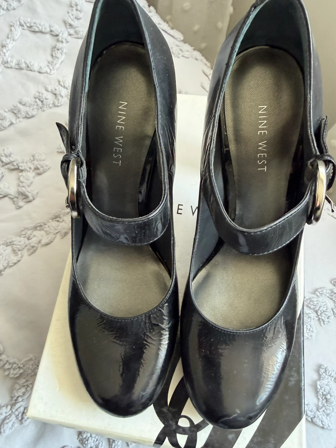Nine West Black Patent Mary Jane Heels Size 7.5 M - photo 3