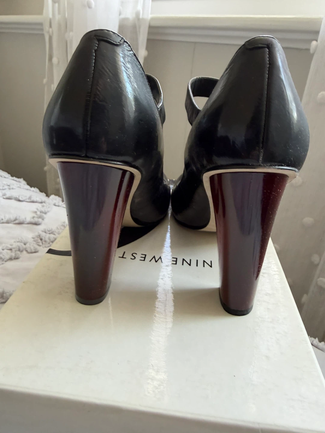 Nine West Black Patent Mary Jane Heels Size 7.5 M - photo 2