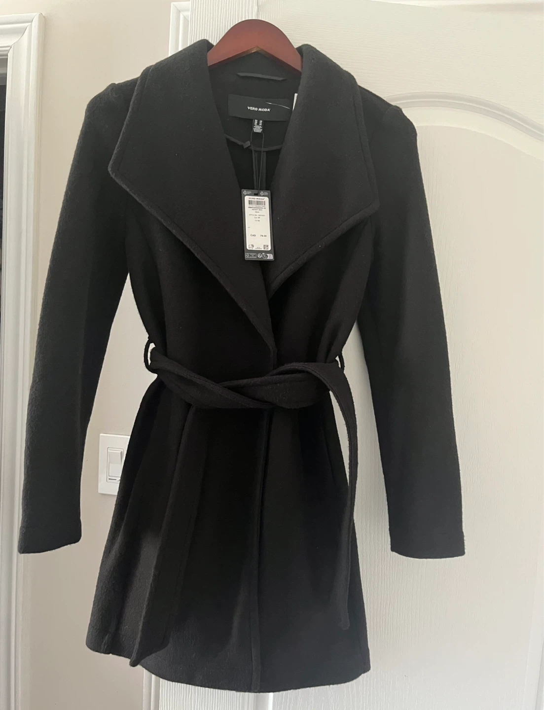🆕Vero Moda Black Belted Wool Blend Coat