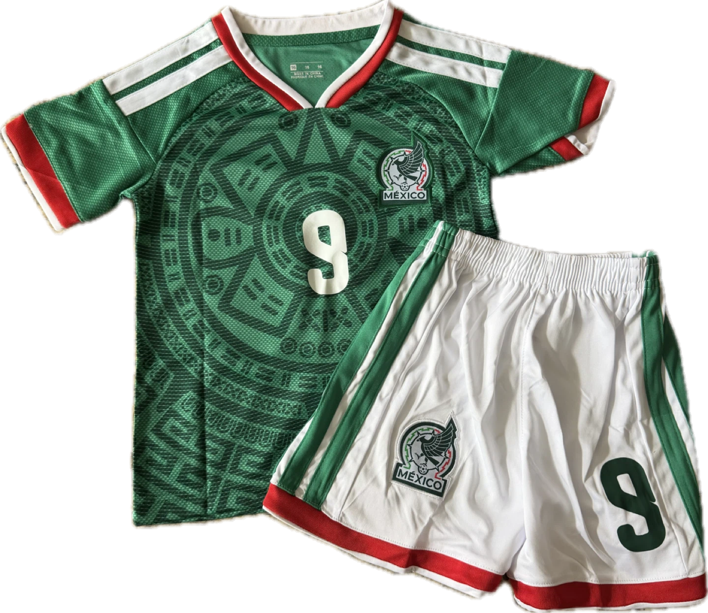 Mexico Soccer Jersey & Shorts Set Raul #9