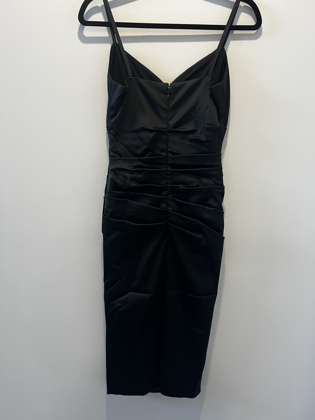 Le Château Black Satin Ruched Sheath Dress TP/XS - photo 2