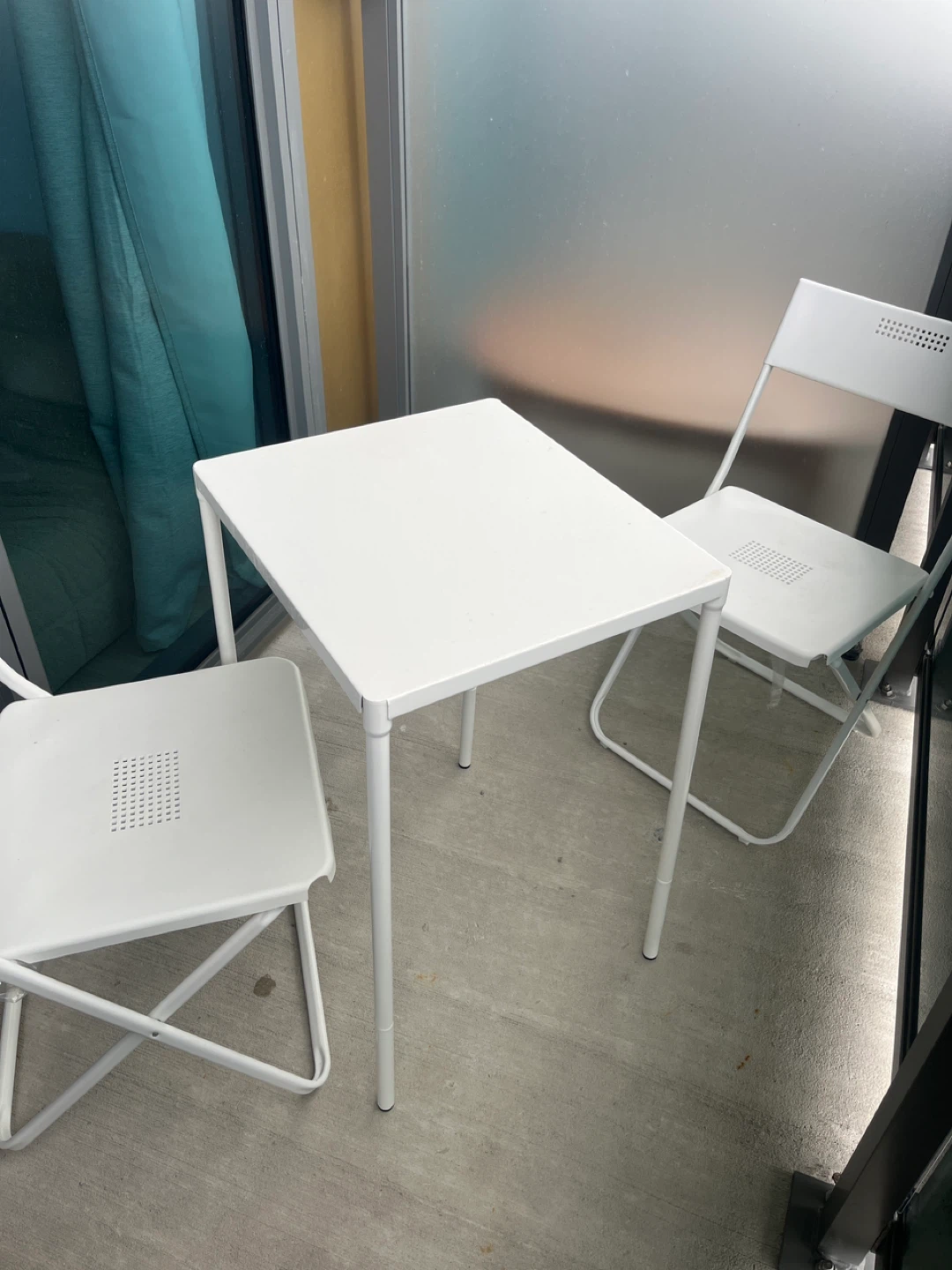 White Folding Table and 2 Chairs Set