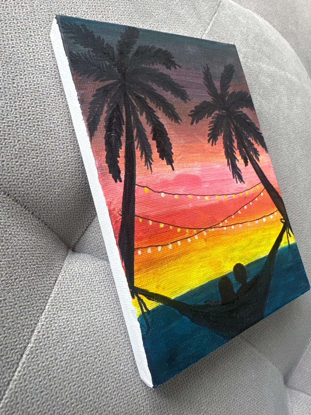 Canvas Painting - Tropical Sunset Hammock Scene - photo 2
