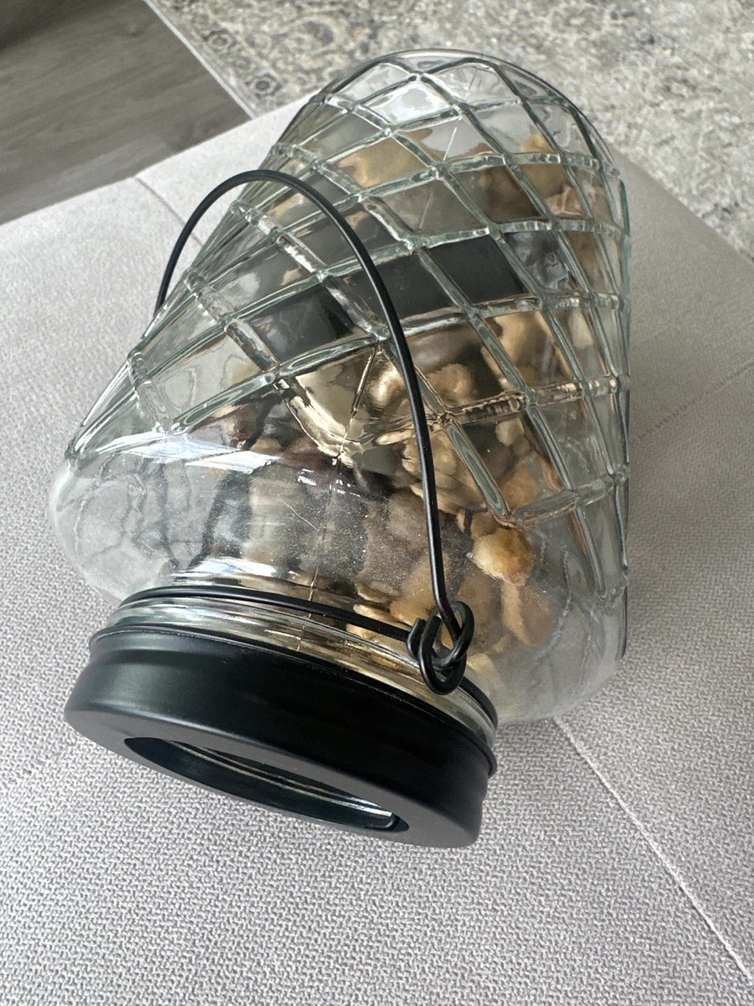 Decorative Glass Jar with Lid and Stones - photo 3