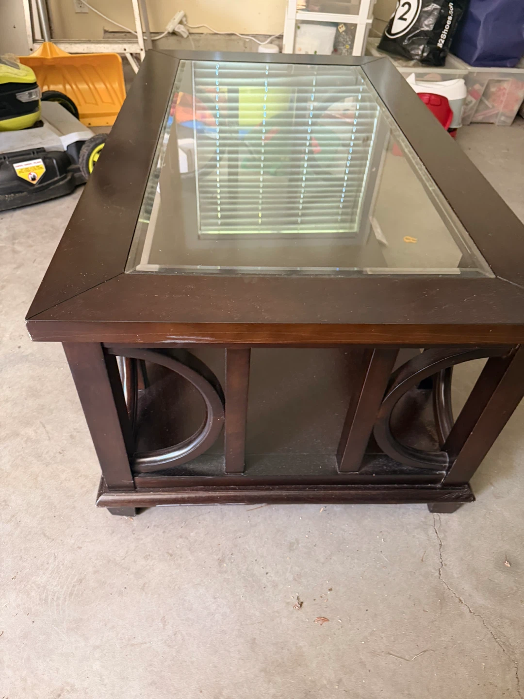Dark Wood Coffee Table with Glass Top - photo 2