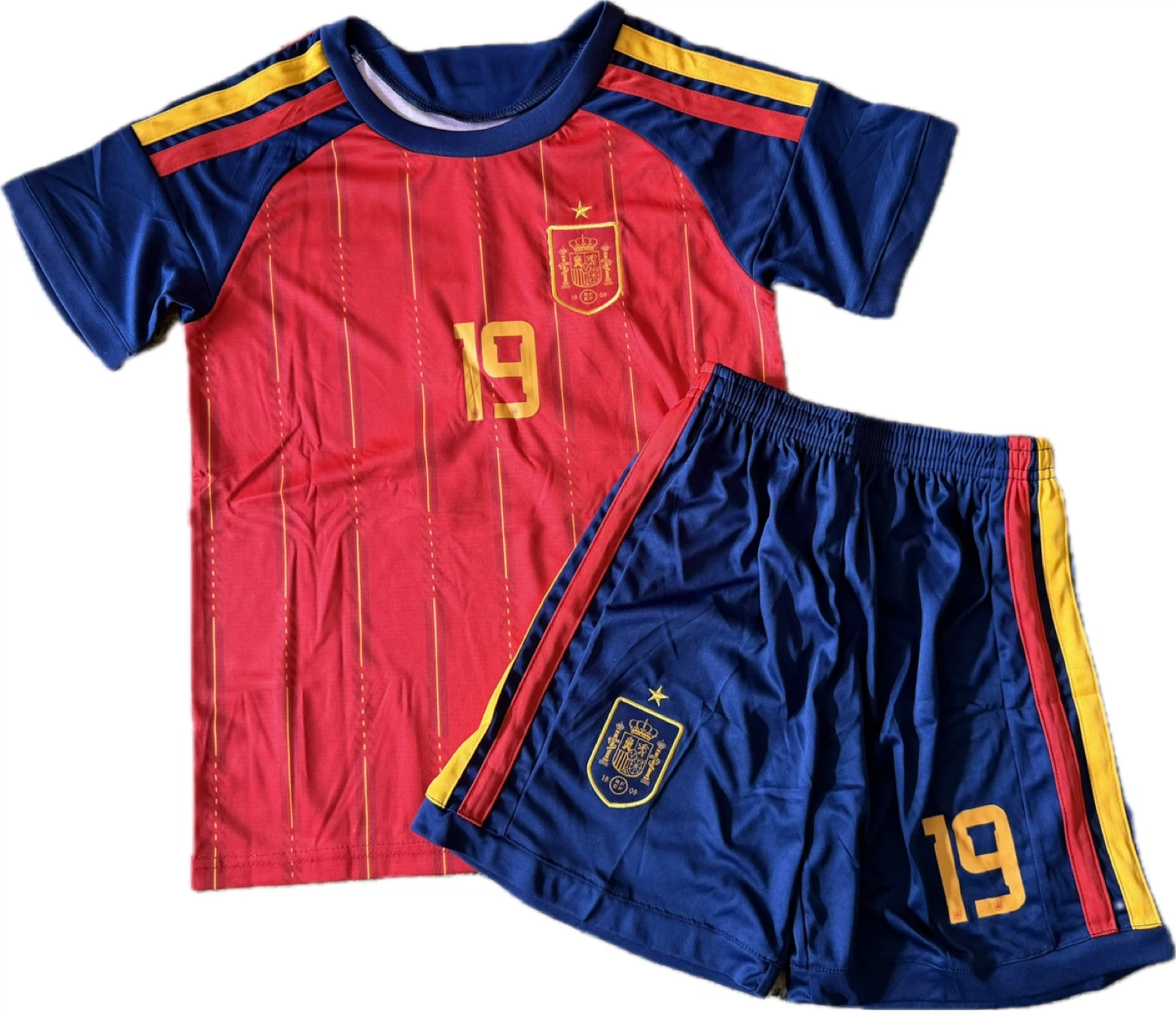 Spain Lamine Yamal #19 Soccer Jersey and Shorts Set