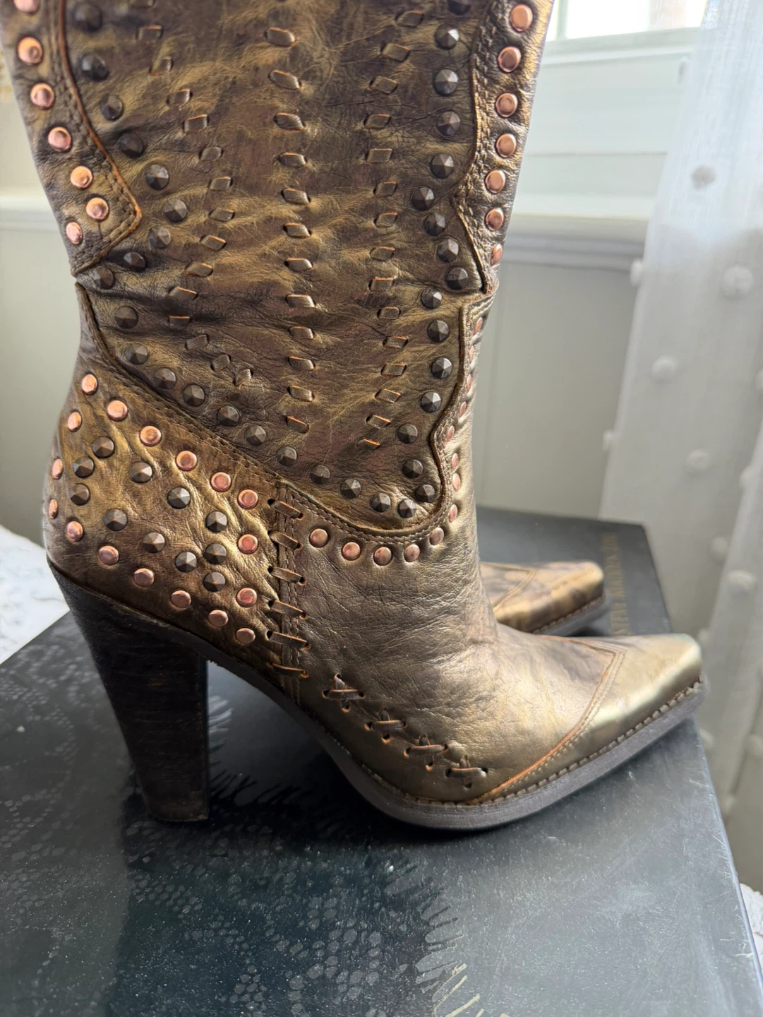 Steve Madden Studded Tall Boots Bronze Women's Size 7.0 - photo 3