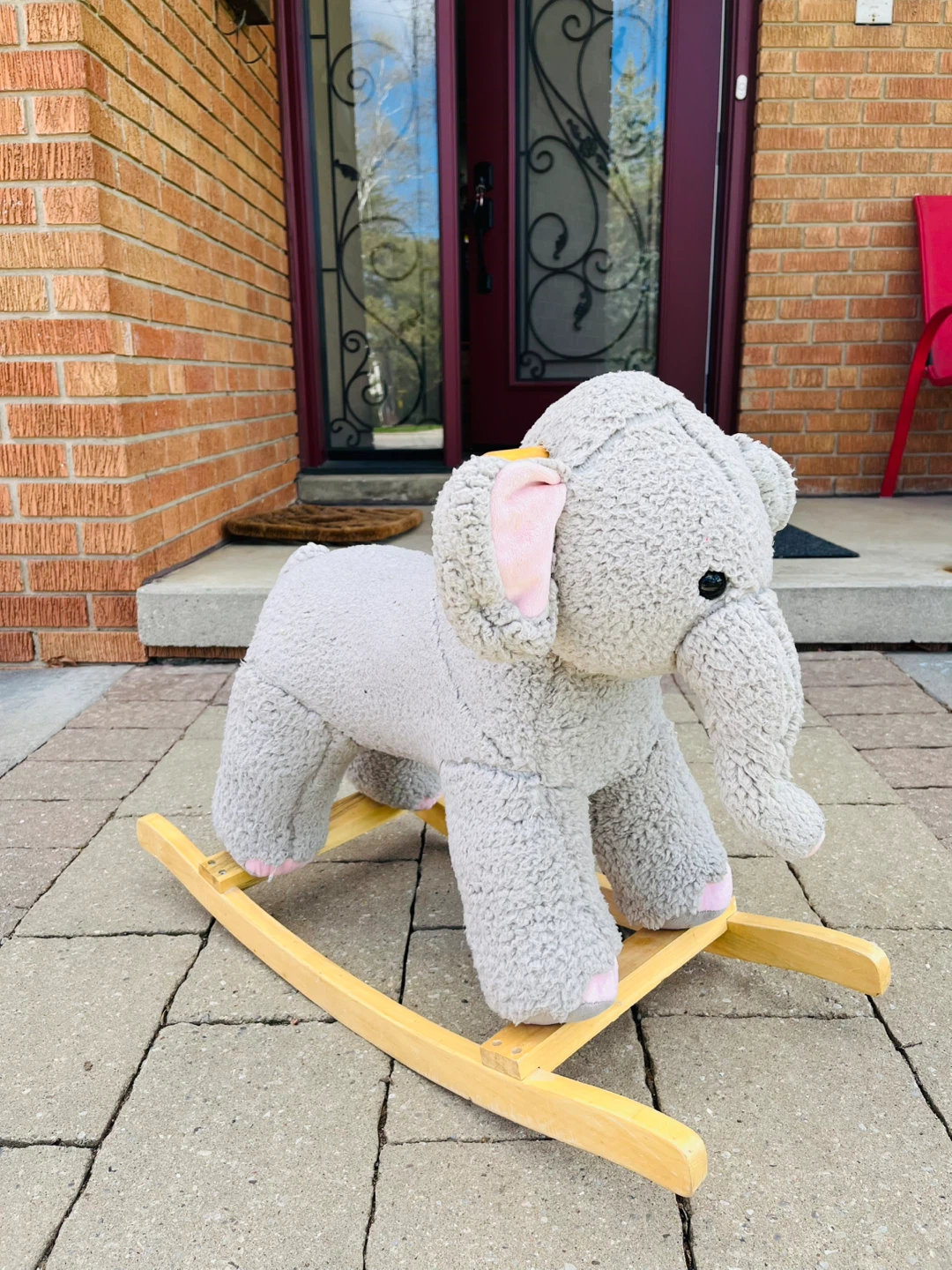 Grey Elephant Plush Rocking Horse