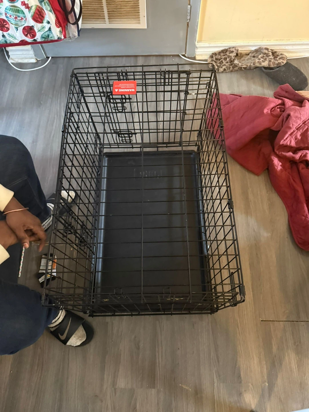 Black Metal Dog Crate with Tray - photo 2