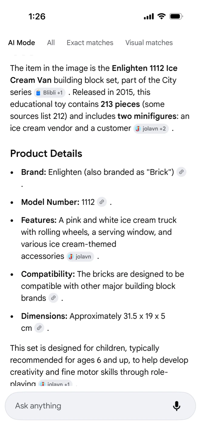 Enlighten 1112 Ice Cream Van Building Block Set - photo 4