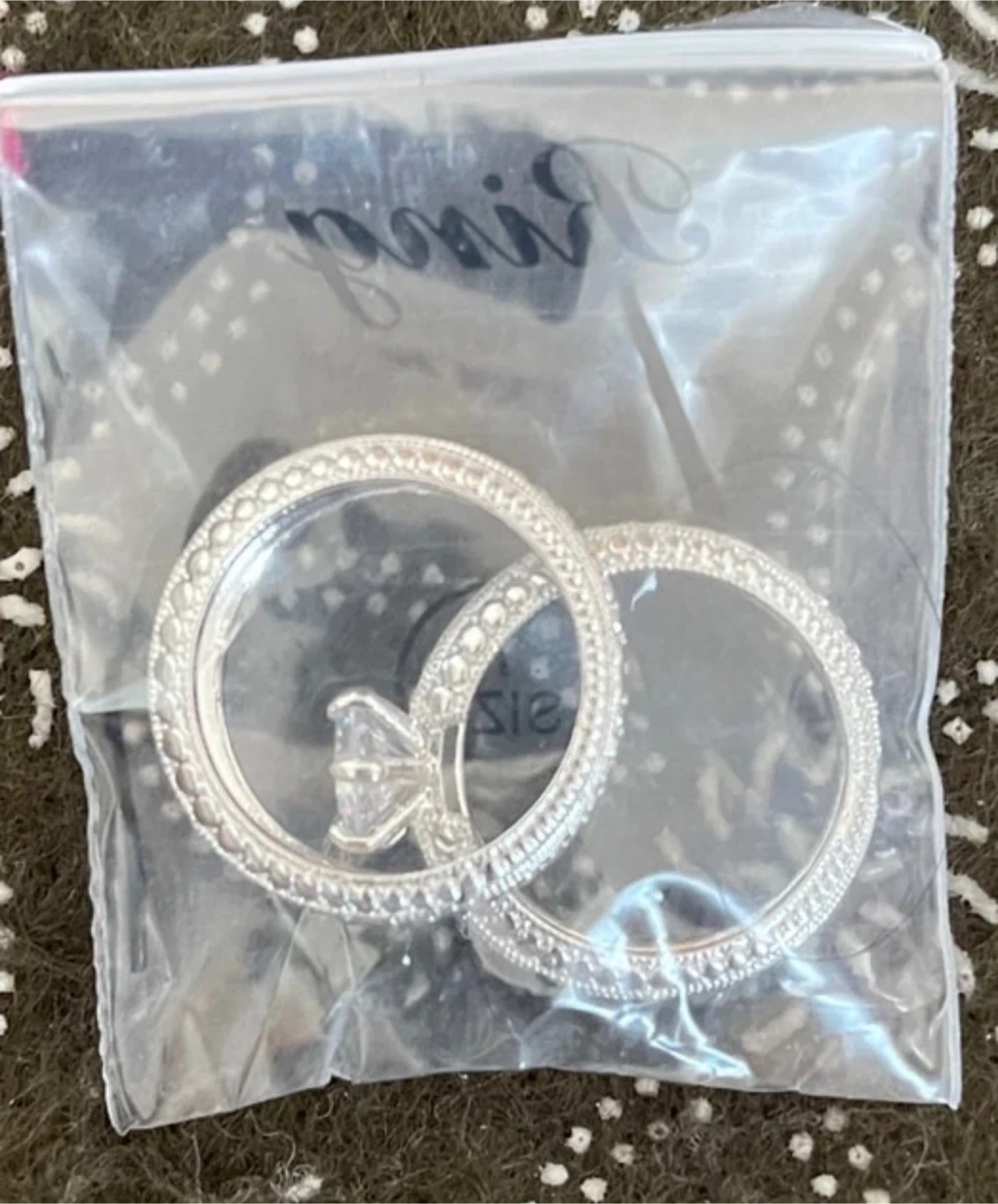 Sterling Silver Cubic Zirconia Ring Set - photo 2