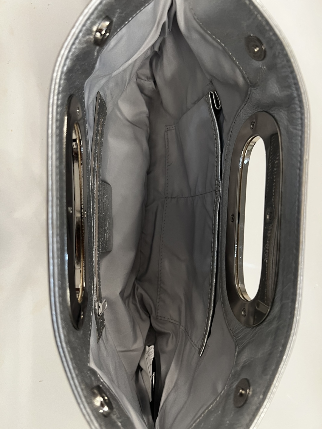 DANIER Genuine Leather Silver Clutch Bag - photo 2