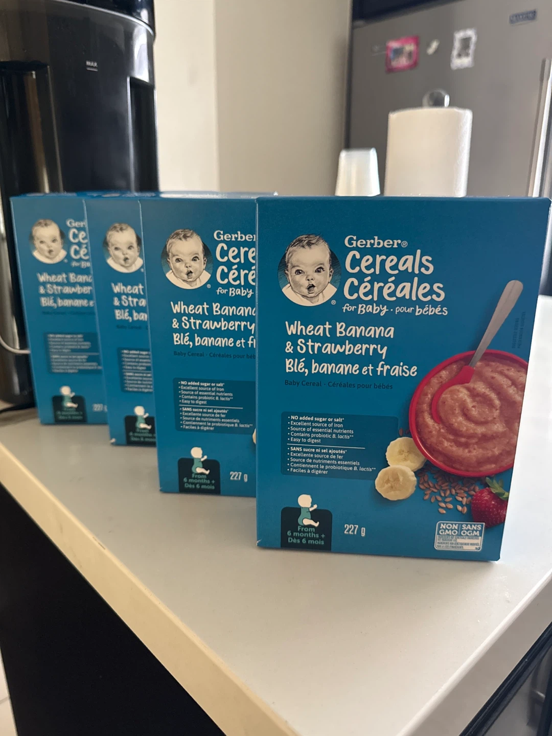Gerber Wheat Banana & Strawberry Baby Cereal (227g) - 4 Boxes