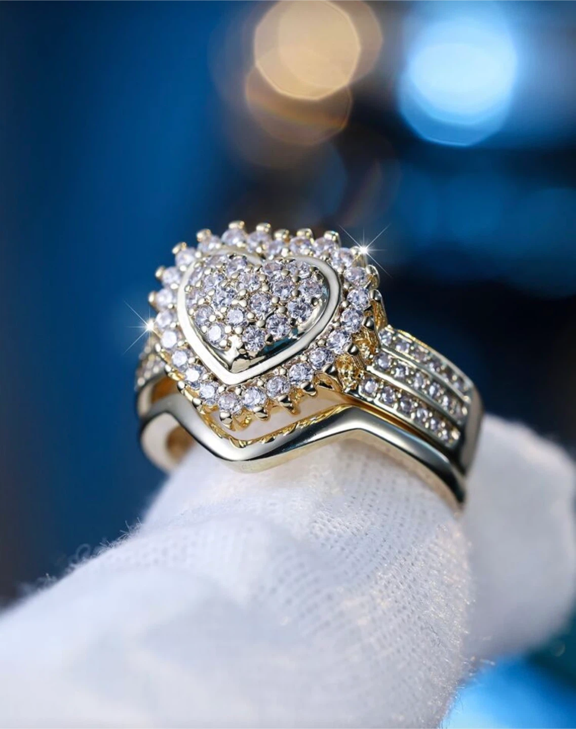 Gold Heart Ring with Diamonds
