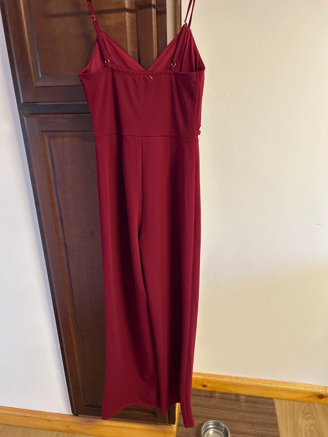 Maroon Jumpsuit with Gold Chain Belt - photo 3