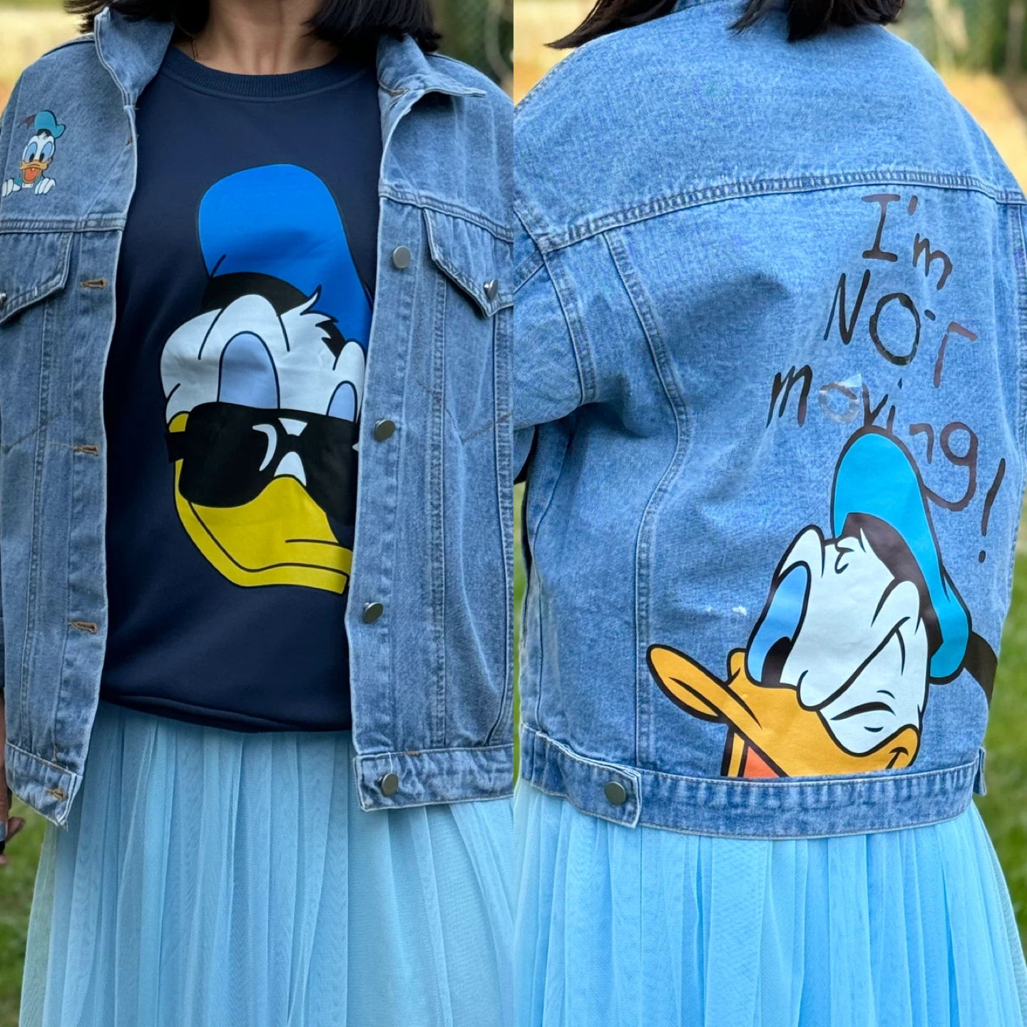 Donald Duck Denim Jacket & Navy Sweatshirt
